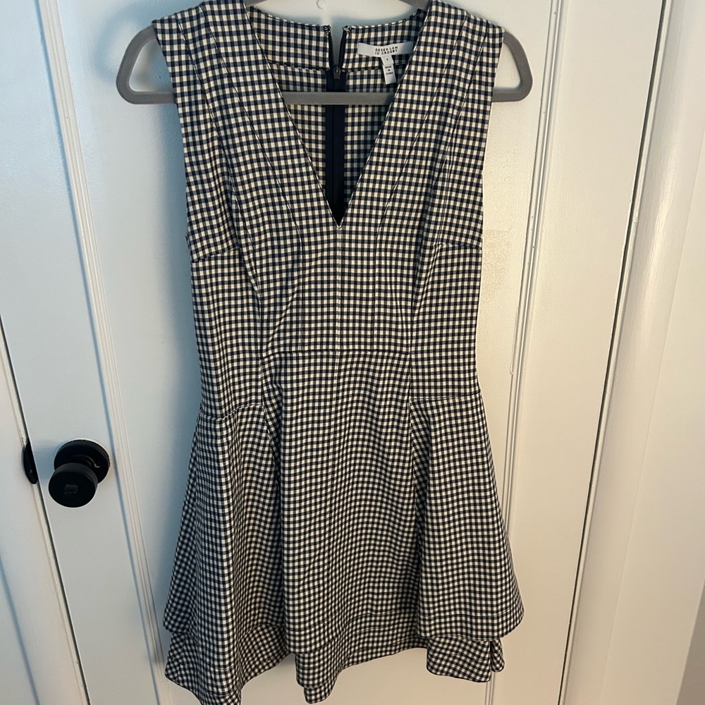 10 Crosby Derek Lam Black and White Fit and Flare Mini Dress